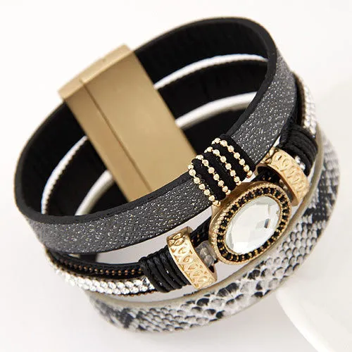 Pulseira Masculina Leather Bracelet With Magnetic Clasp Fashion Wrap Bracelets & Bangles for Women Men Jewelry Pulseras bijoux