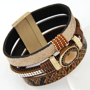 Pulseira Masculina Leather Bracelet With Magnetic Clasp Fashion Wrap Bracelets & Bangles for Women Men Jewelry Pulseras bijoux