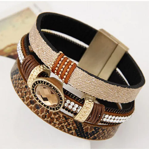 Pulseira Masculina Leather Bracelet With Magnetic Clasp Fashion Wrap Bracelets & Bangles for Women Men Jewelry Pulseras bijoux