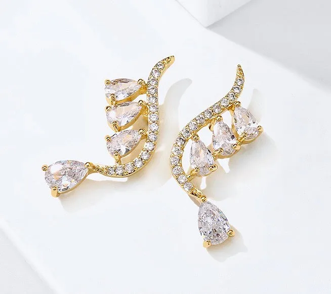 "Aurelia" - Cubic Zirconia Bridal Earrings - Available in Gold and Silver