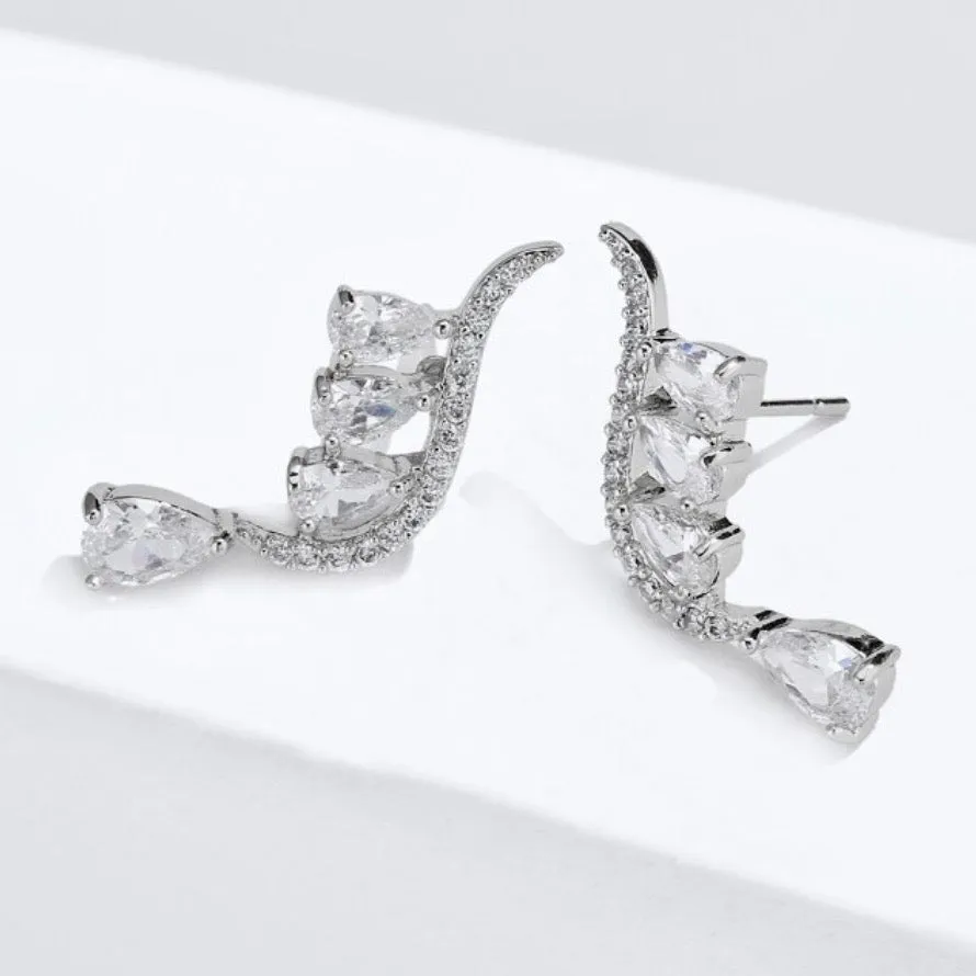 "Aurelia" - Cubic Zirconia Bridal Earrings - Available in Gold and Silver