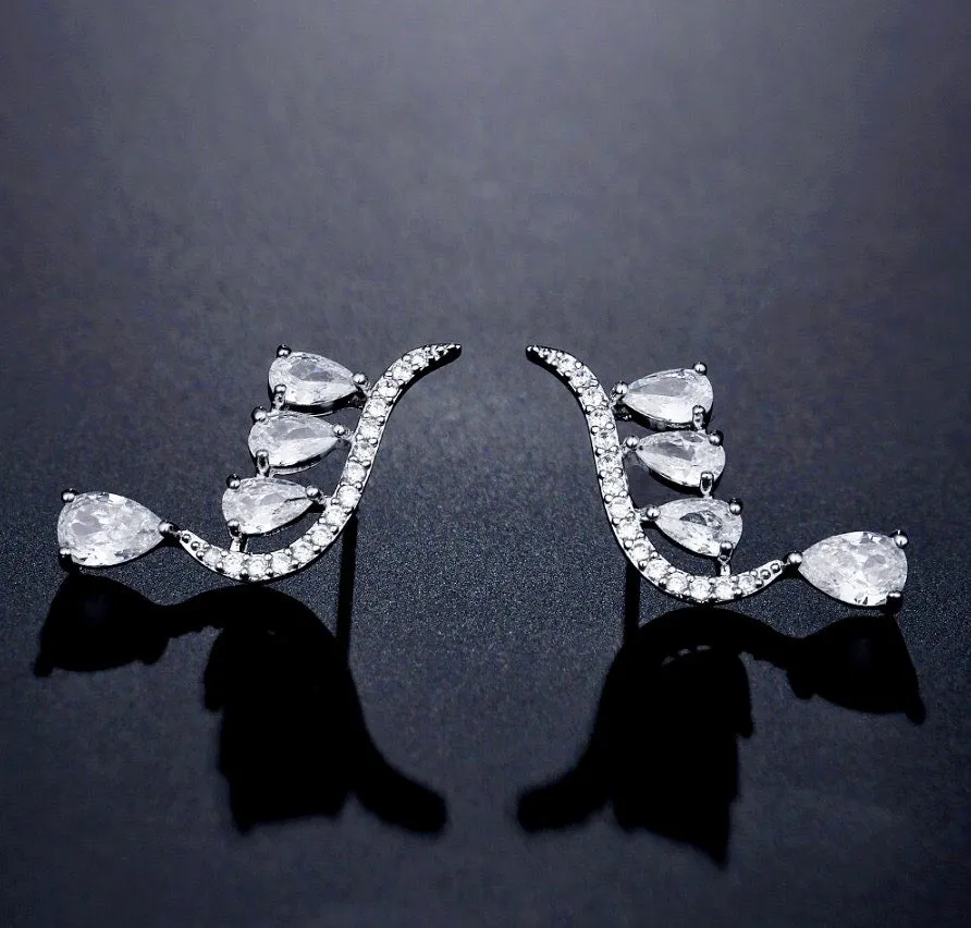 "Aurelia" - Cubic Zirconia Bridal Earrings - Available in Gold and Silver