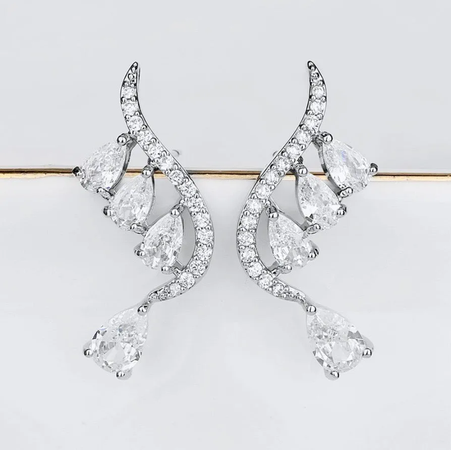 "Aurelia" - Cubic Zirconia Bridal Earrings - Available in Gold and Silver