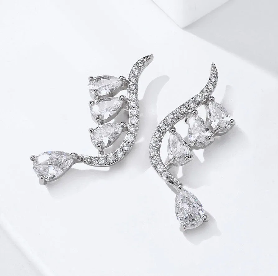 "Aurelia" - Cubic Zirconia Bridal Earrings - Available in Gold and Silver