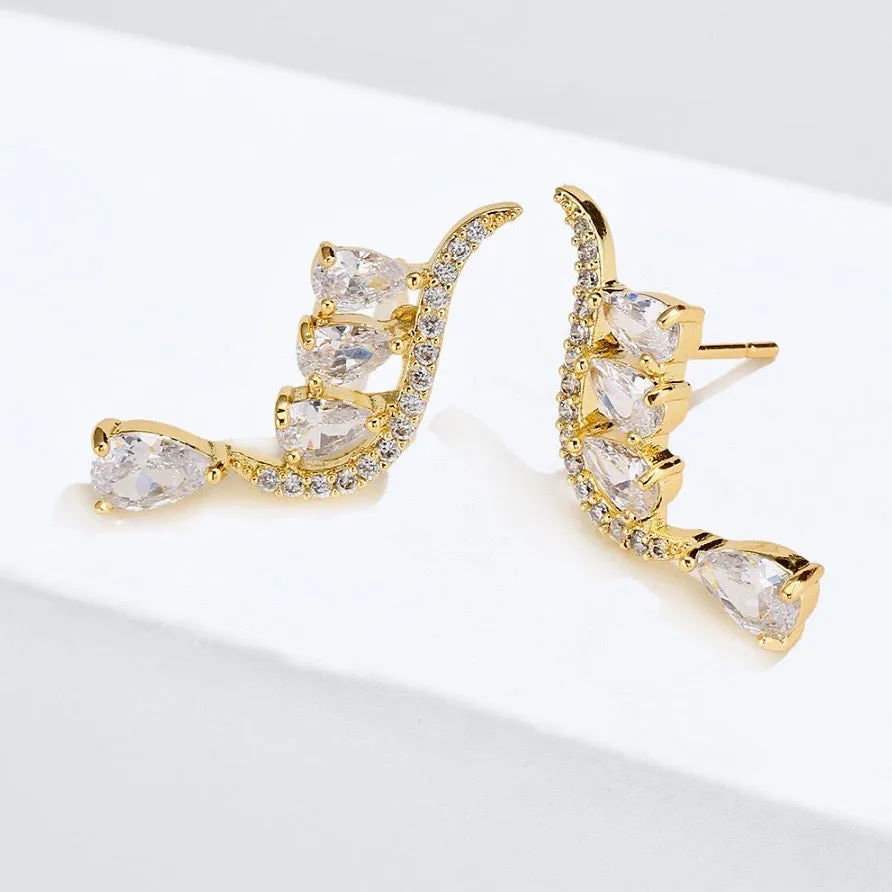 "Aurelia" - Cubic Zirconia Bridal Earrings - Available in Gold and Silver