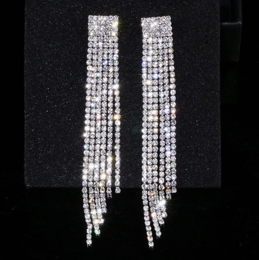 "Celia" - Crystal Bridal Fringe Earrings