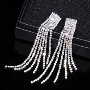 "Celia" - Crystal Bridal Fringe Earrings