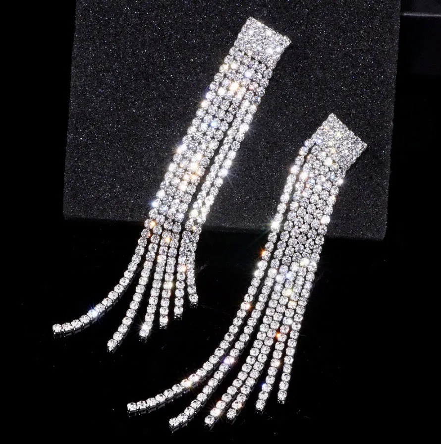 "Celia" - Crystal Bridal Fringe Earrings