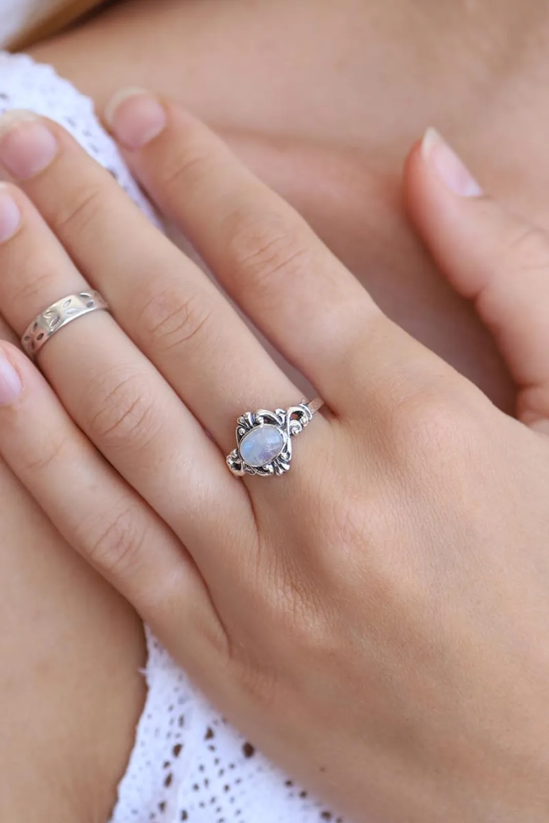 Rainbow Moonstone Grand Ring