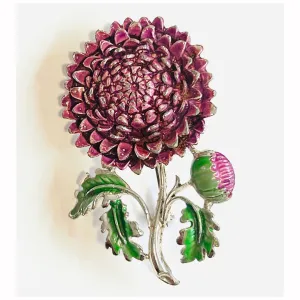 Rare 1950s Exquisite Birthday Flowers collection extra large November chrysanthemum brooch