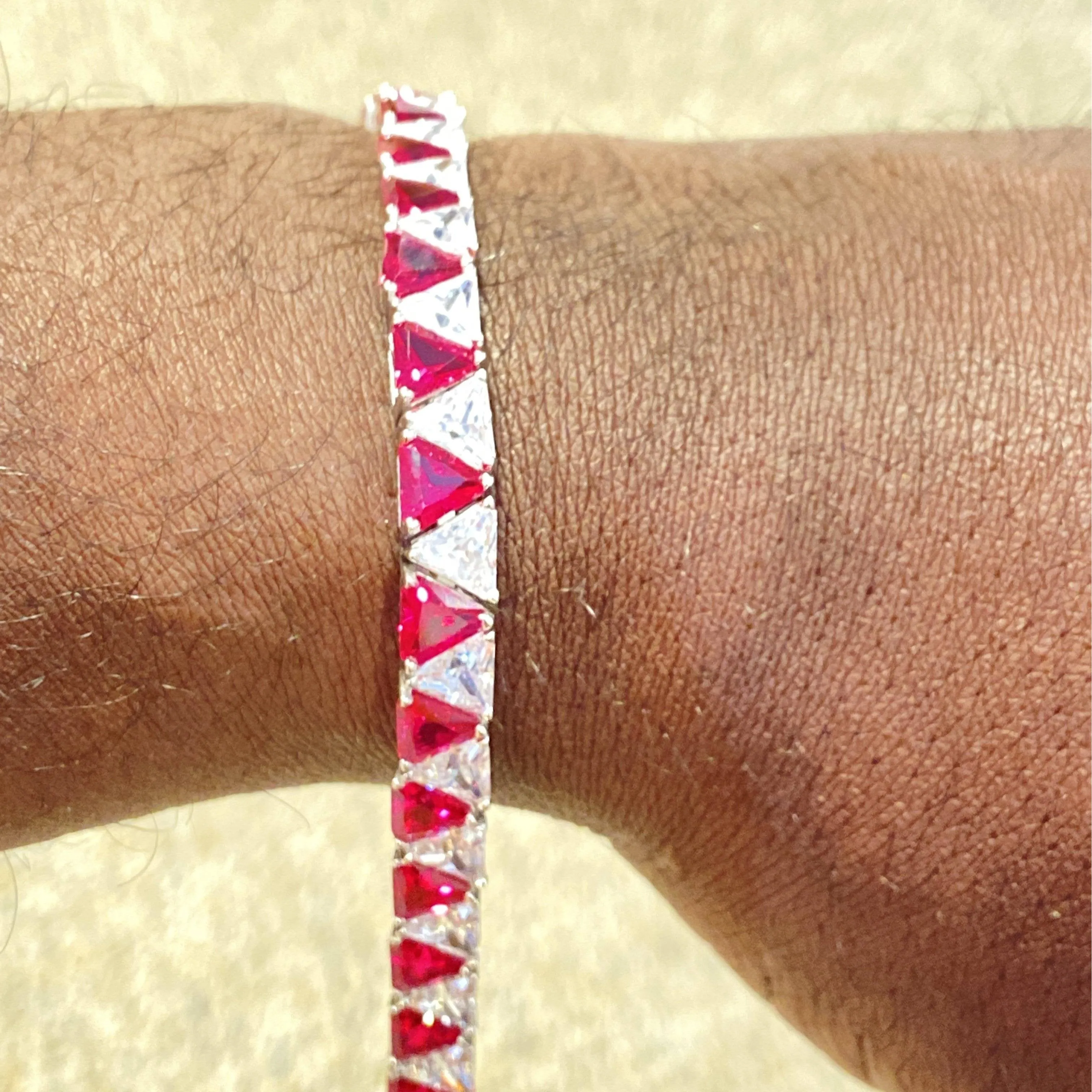 Red and White Trillion Bracelet