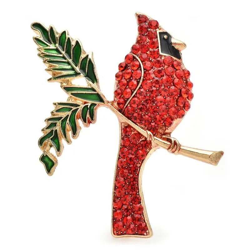 Red Bird Rhinestone Brooch