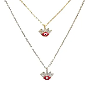 Red Evil Eye Lash Necklace