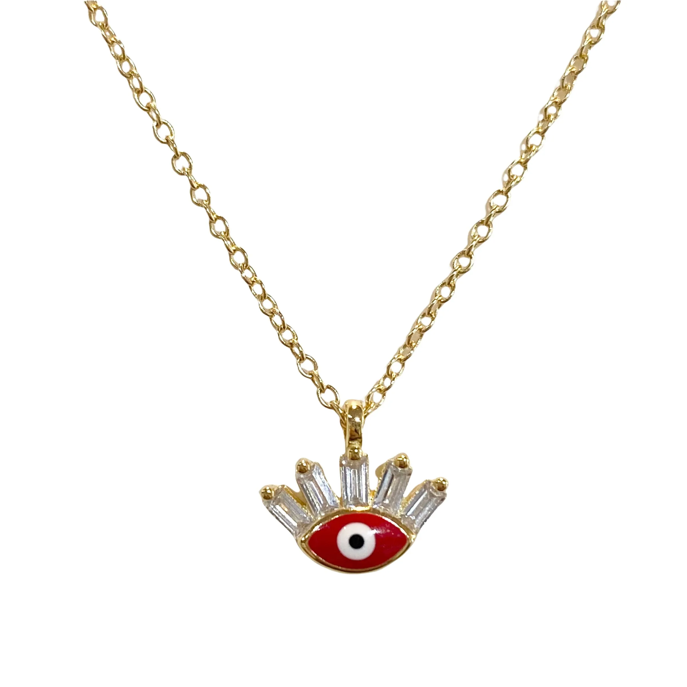 Red Evil Eye Lash Necklace