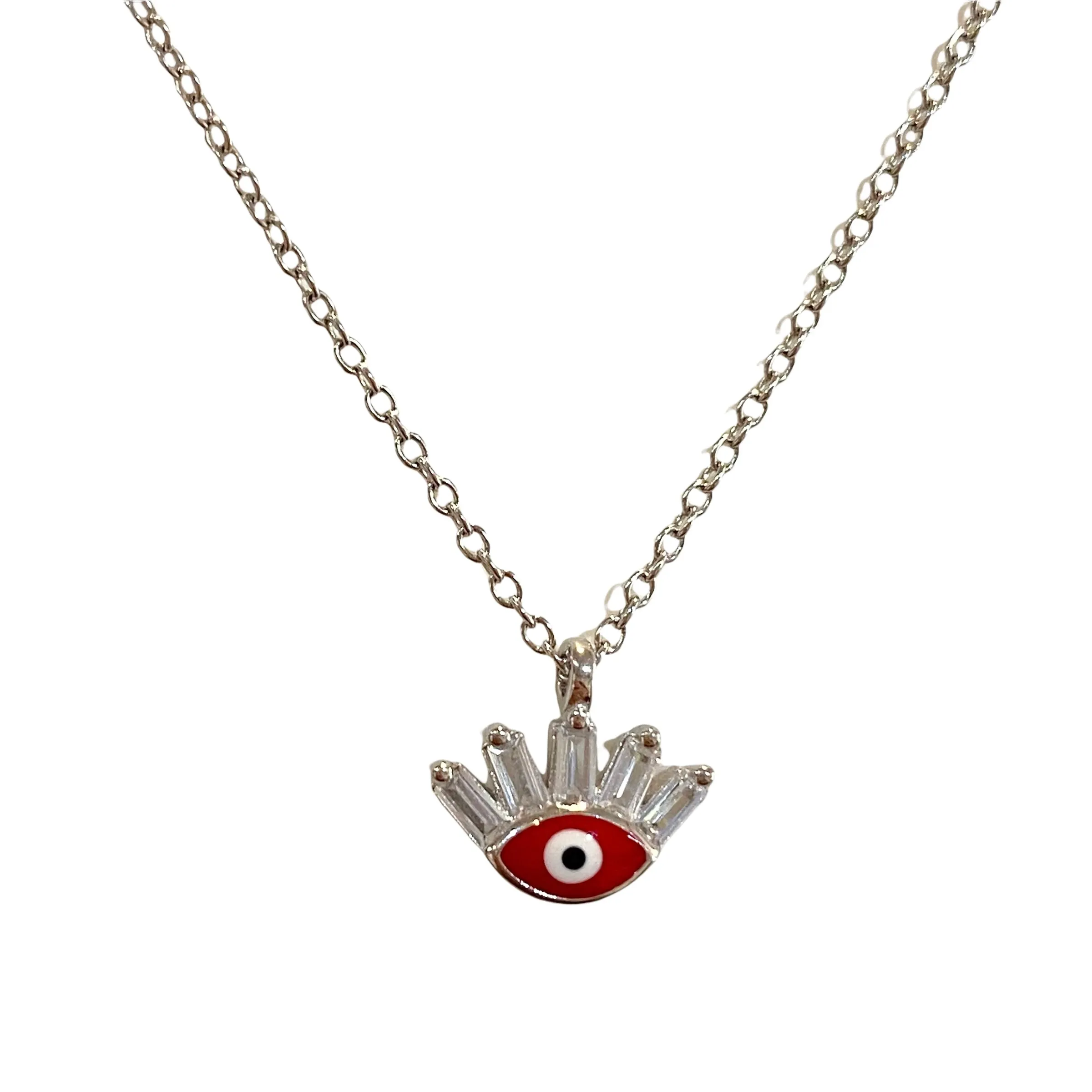 Red Evil Eye Lash Necklace