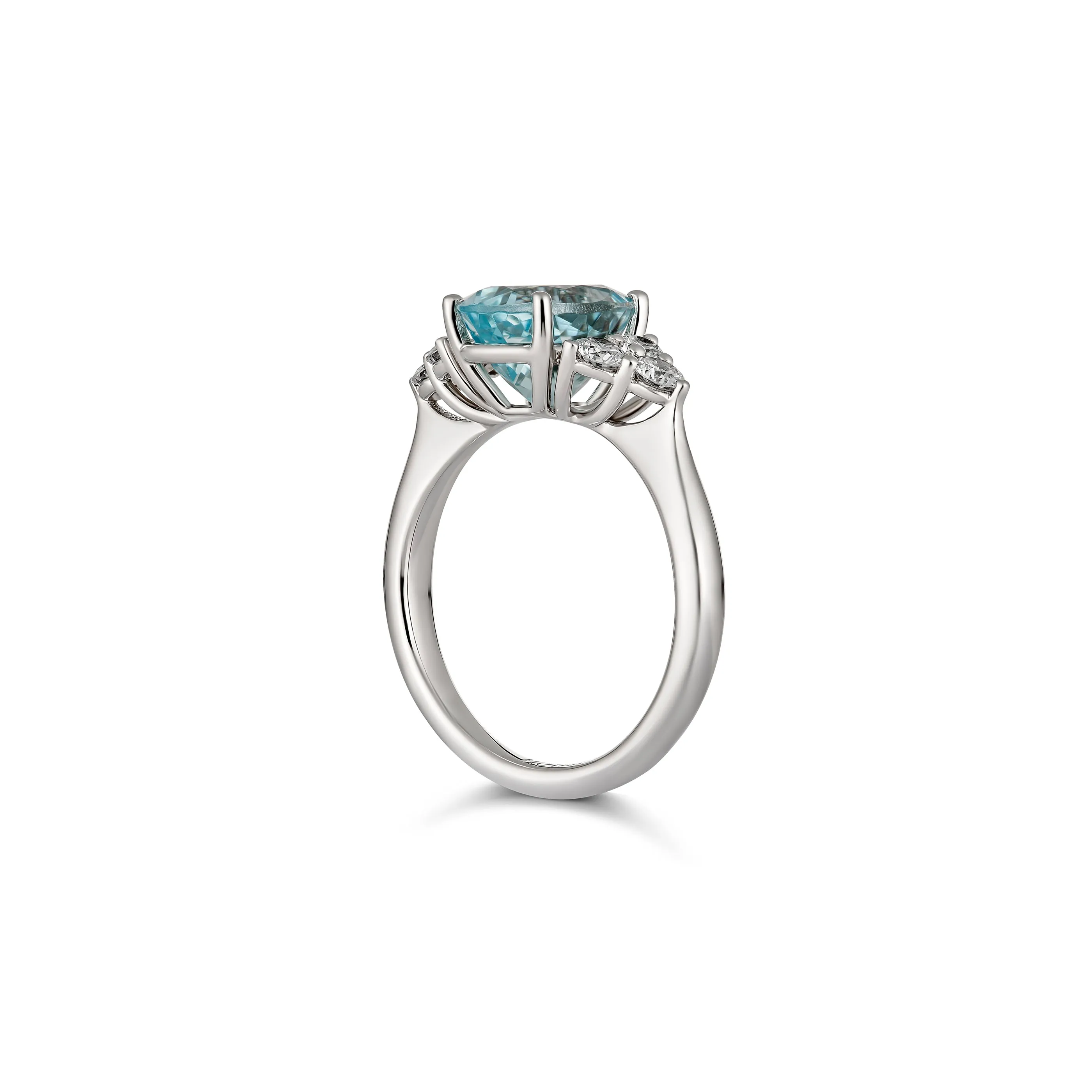 Regal Collection® Oval Cut Aquamarine Three Stone Diamond Ring | White Gold