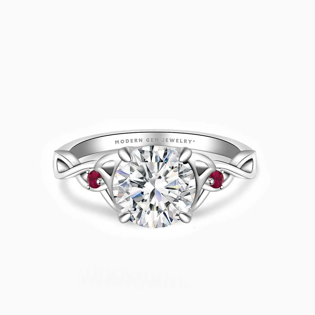 Regina • Celtic Knot-Inspired Diamond and Ruby Ring