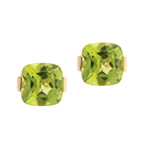 Reign 10K Yellow Gold Cushion-Cut Manchurian Peridot Earring