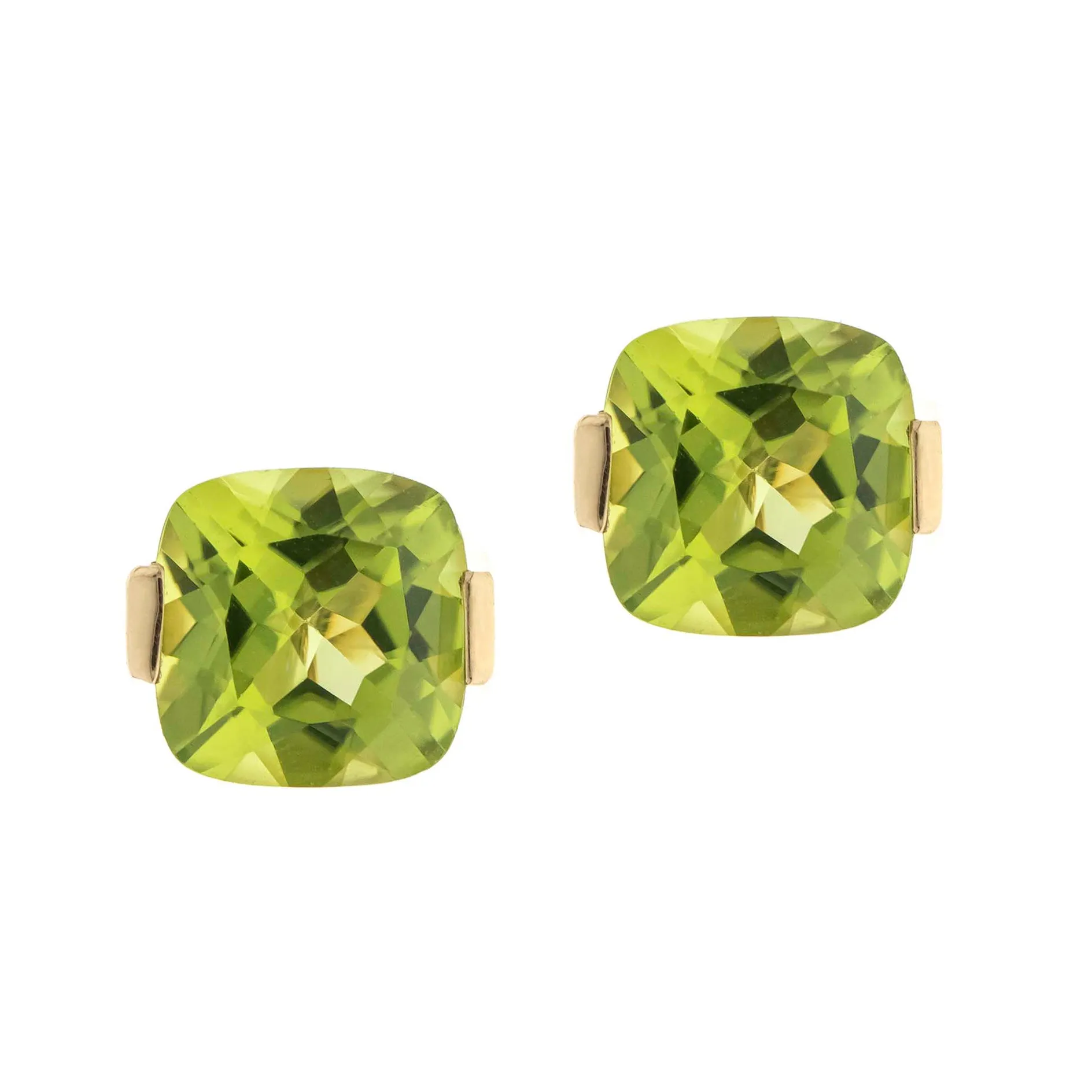 Reign 10K Yellow Gold Cushion-Cut Manchurian Peridot Earring