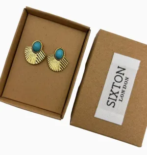 Retro Turquoise Fan Earrings