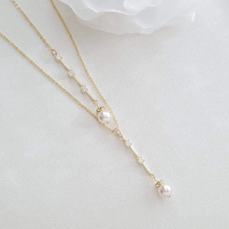 Rose Gold Backdrop Wedding Necklace-Ginger