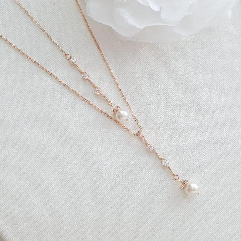 Rose Gold Backdrop Wedding Necklace-Ginger