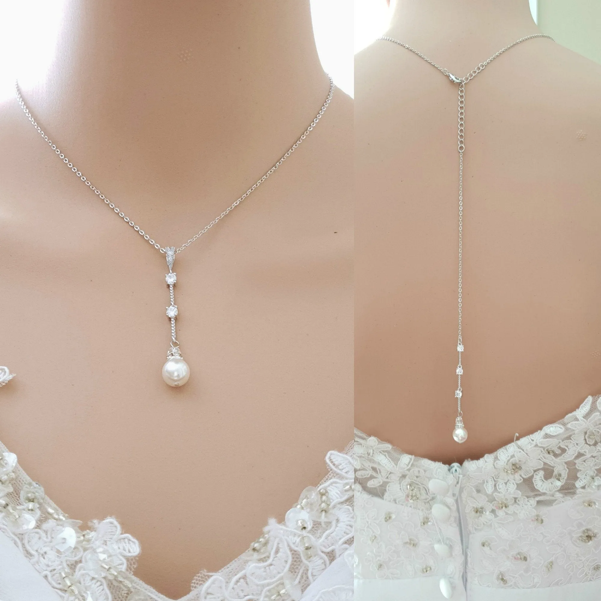 Rose Gold Backdrop Wedding Necklace-Ginger