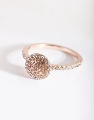 Rose Gold Round Diamante Ring