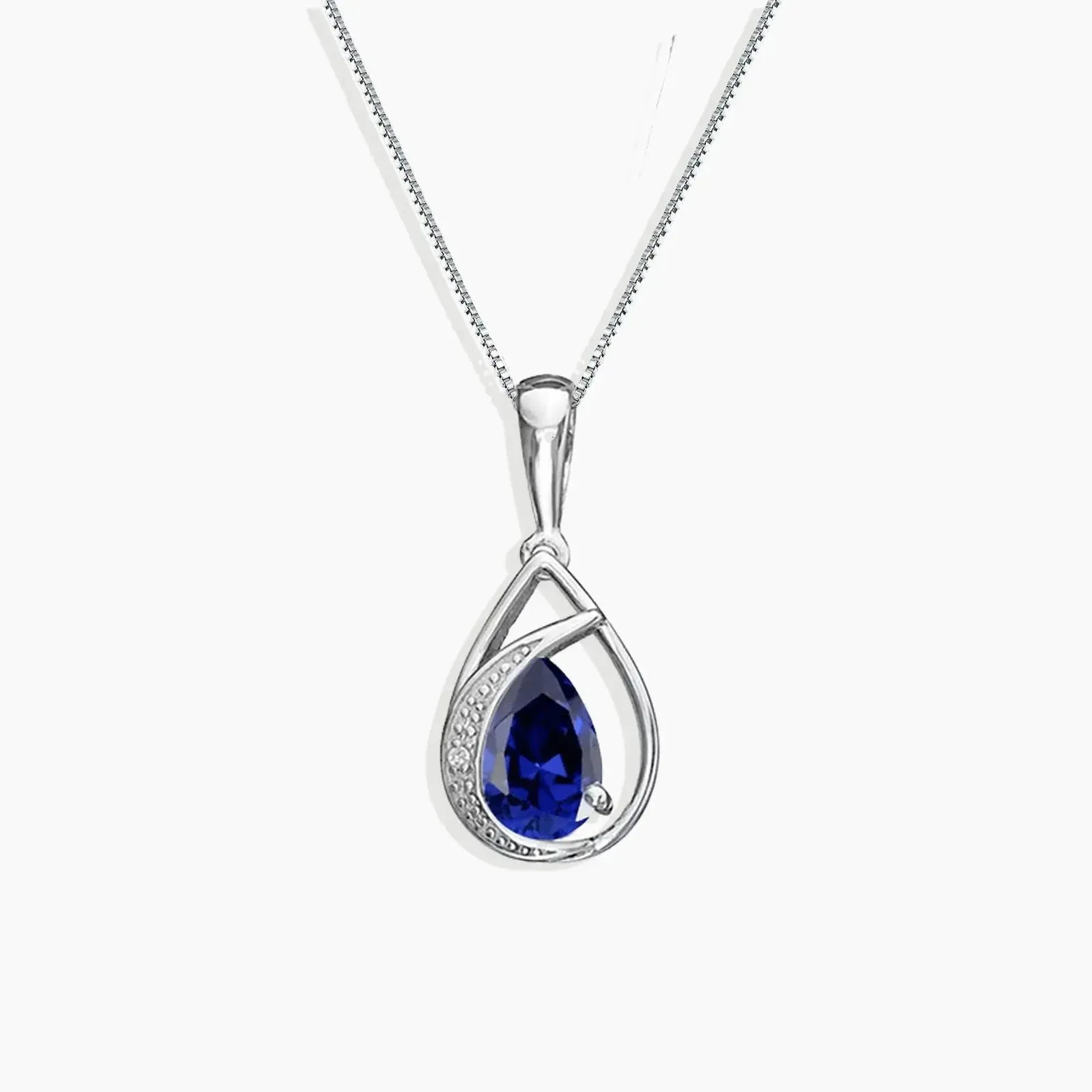 Sapphire Teardrop Necklace in Sterling Silver - Irosk®