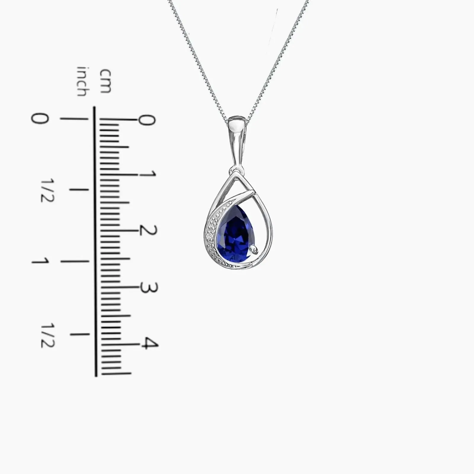 Sapphire Teardrop Necklace in Sterling Silver - Irosk®