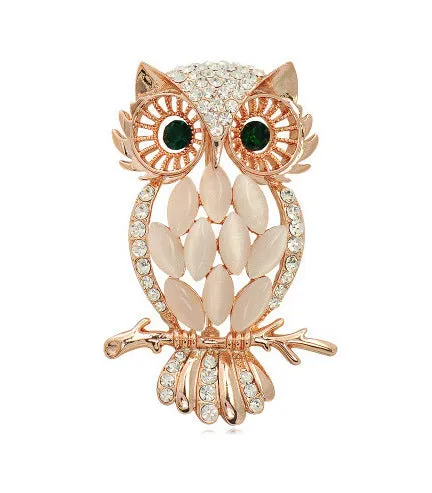 SB385 - Opal Owl Saree Brooch