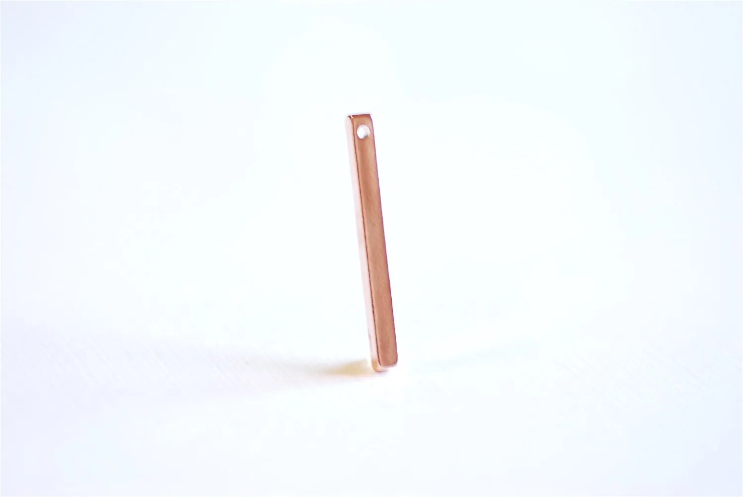 Shiny Pink Rose Vermeil Gold Rectangle Bar Drop- 18k gold plated over Sterling Silver Bar, Rose Gold Bar Column, Gold Bar Dangle Charm,238