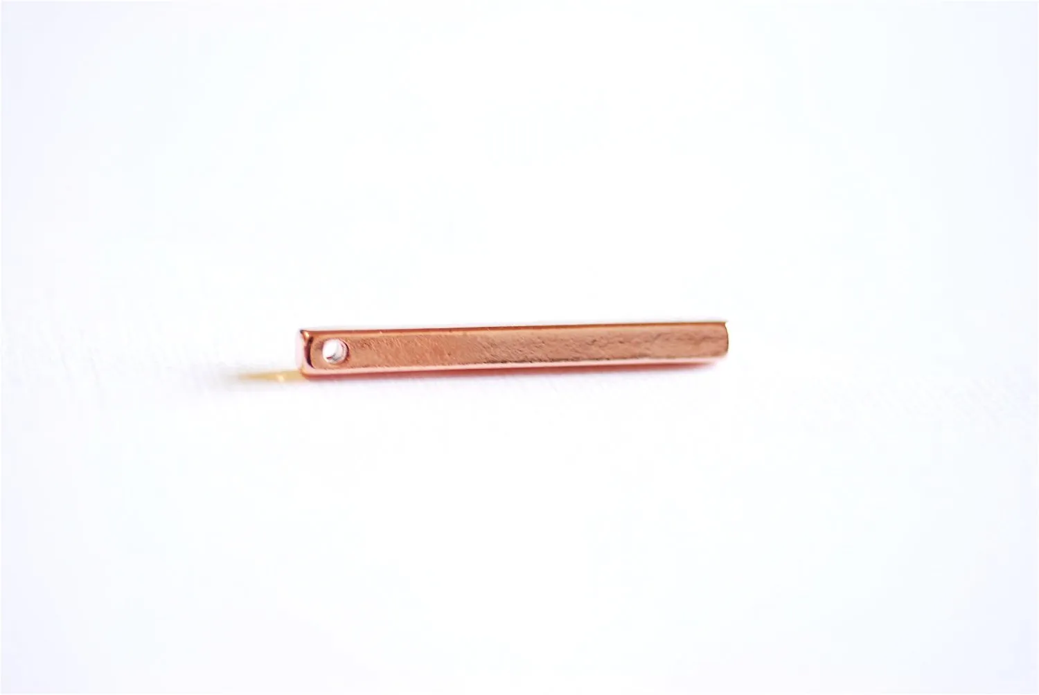 Shiny Pink Rose Vermeil Gold Rectangle Bar Drop- 18k gold plated over Sterling Silver Bar, Rose Gold Bar Column, Gold Bar Dangle Charm,238