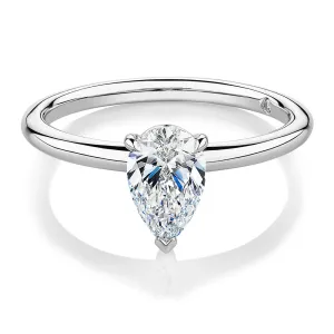 Signature Simulant Diamond 1.00 carat* pear solitaire engagement ring in 14 carat white gold