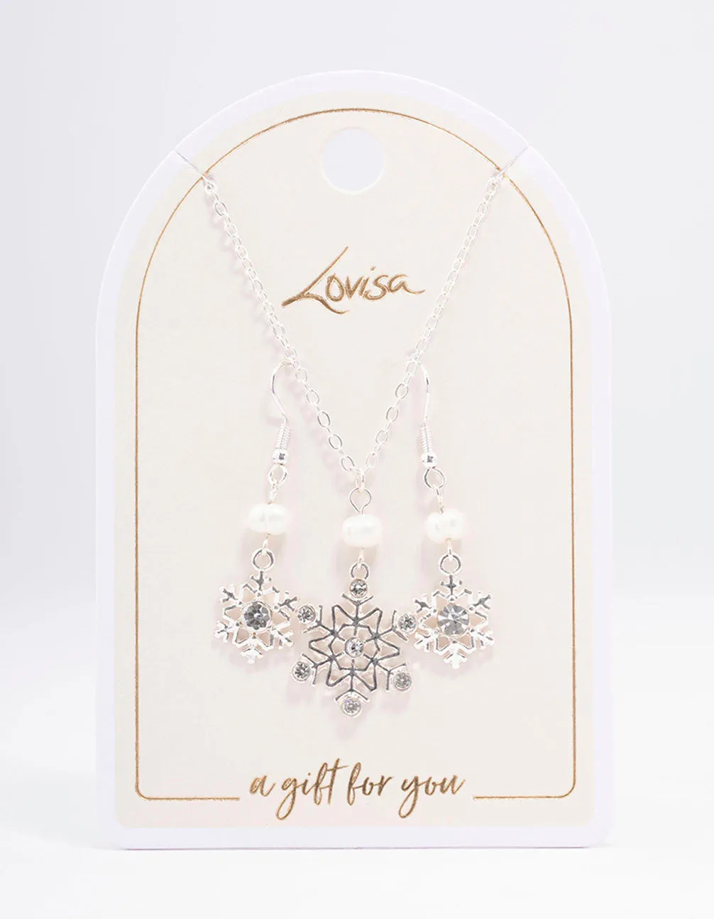 Silver Diamante & Pearl Snowflake Jewellery Set