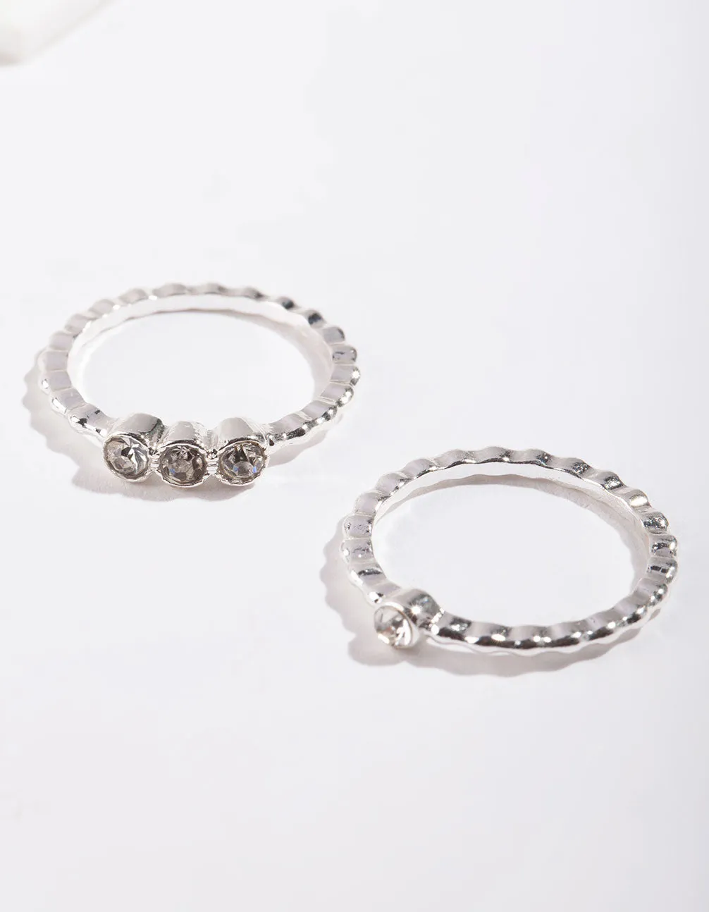 Silver Dotted Ring Stack