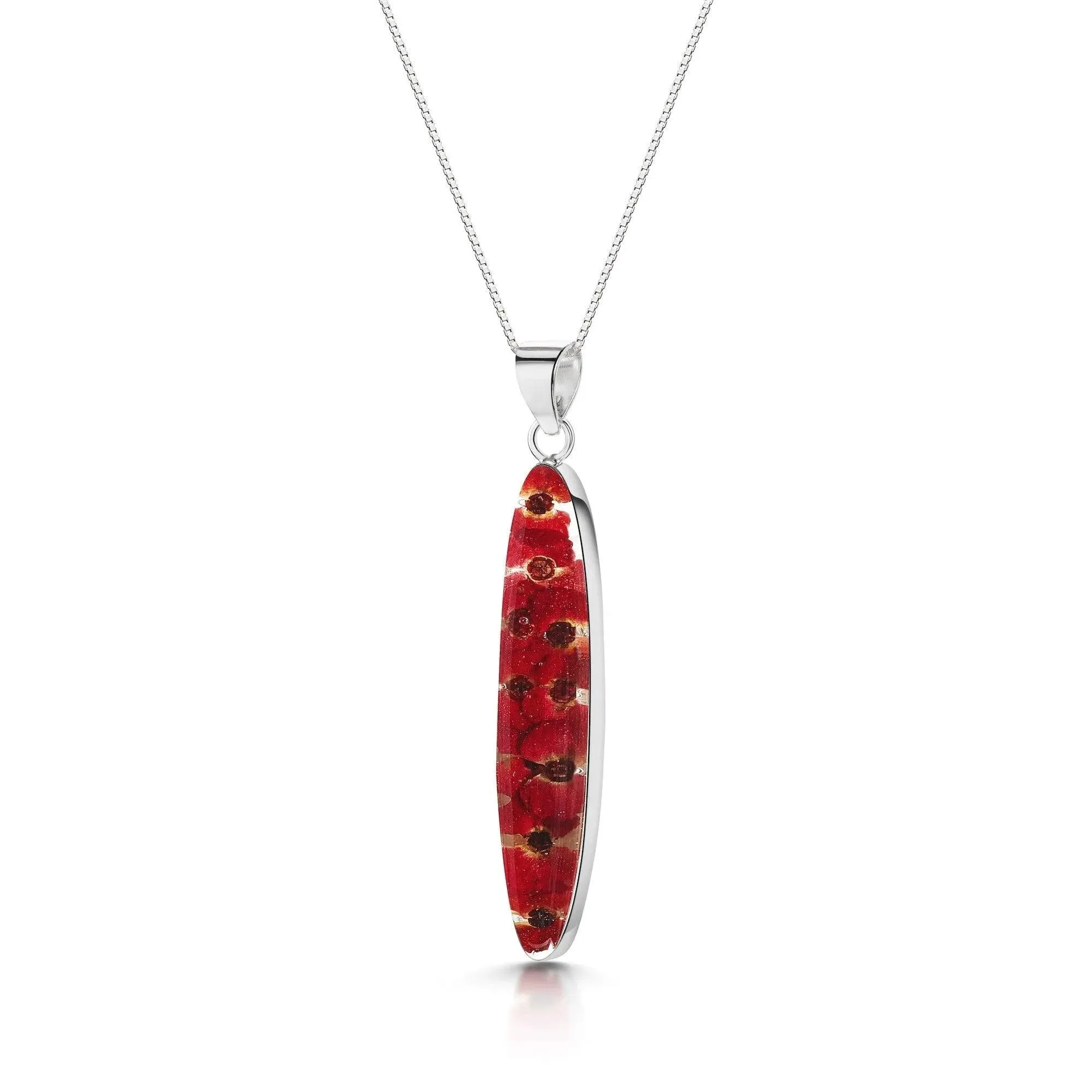 Silver Necklace - Poppy - Tapered Oval