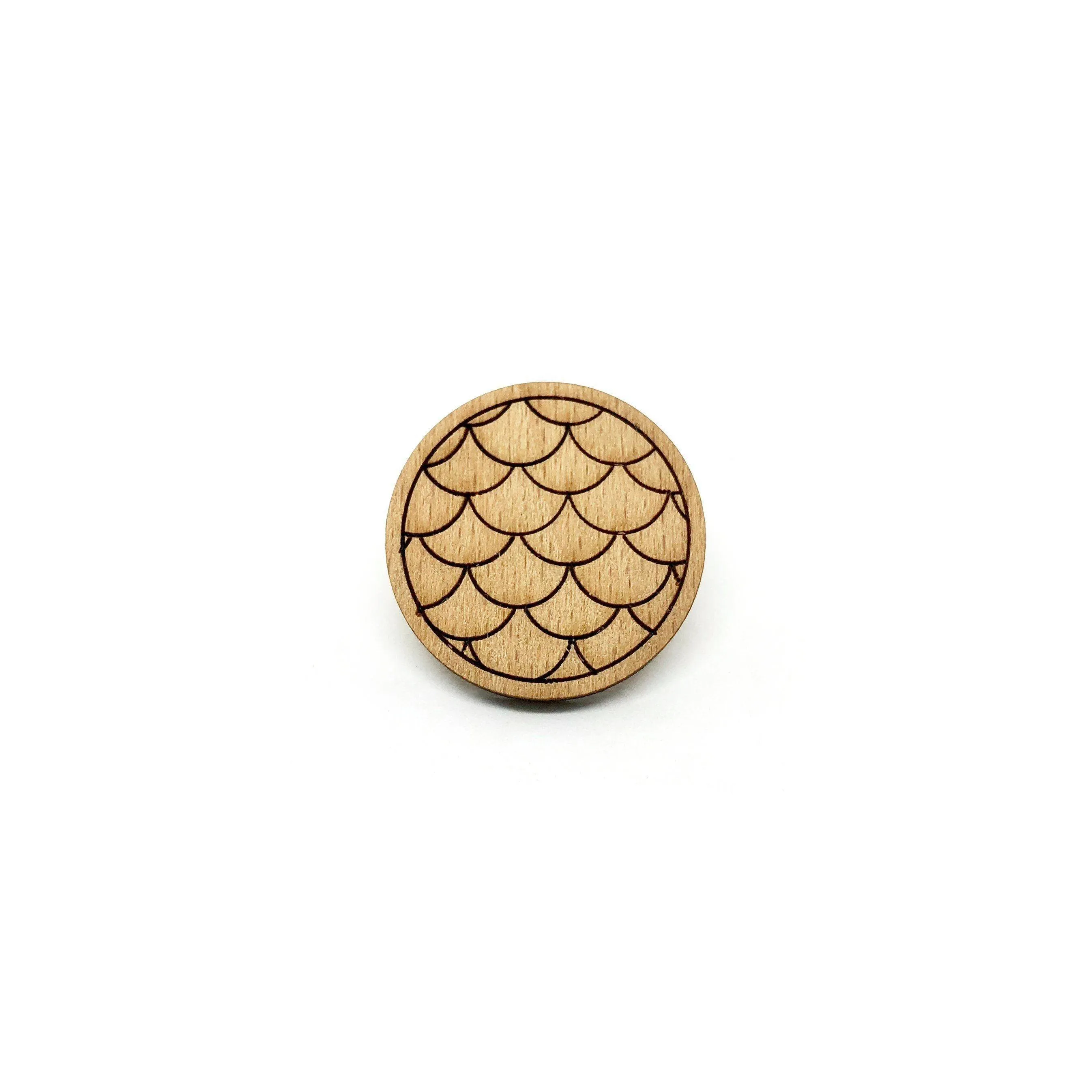 Singapore Merlion Scales Wooden Brooch Pin