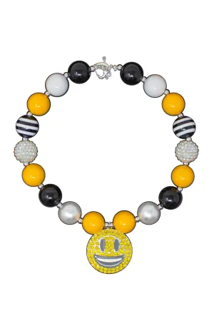 Smiley Emoji Rhinestone Bubblegum Necklace