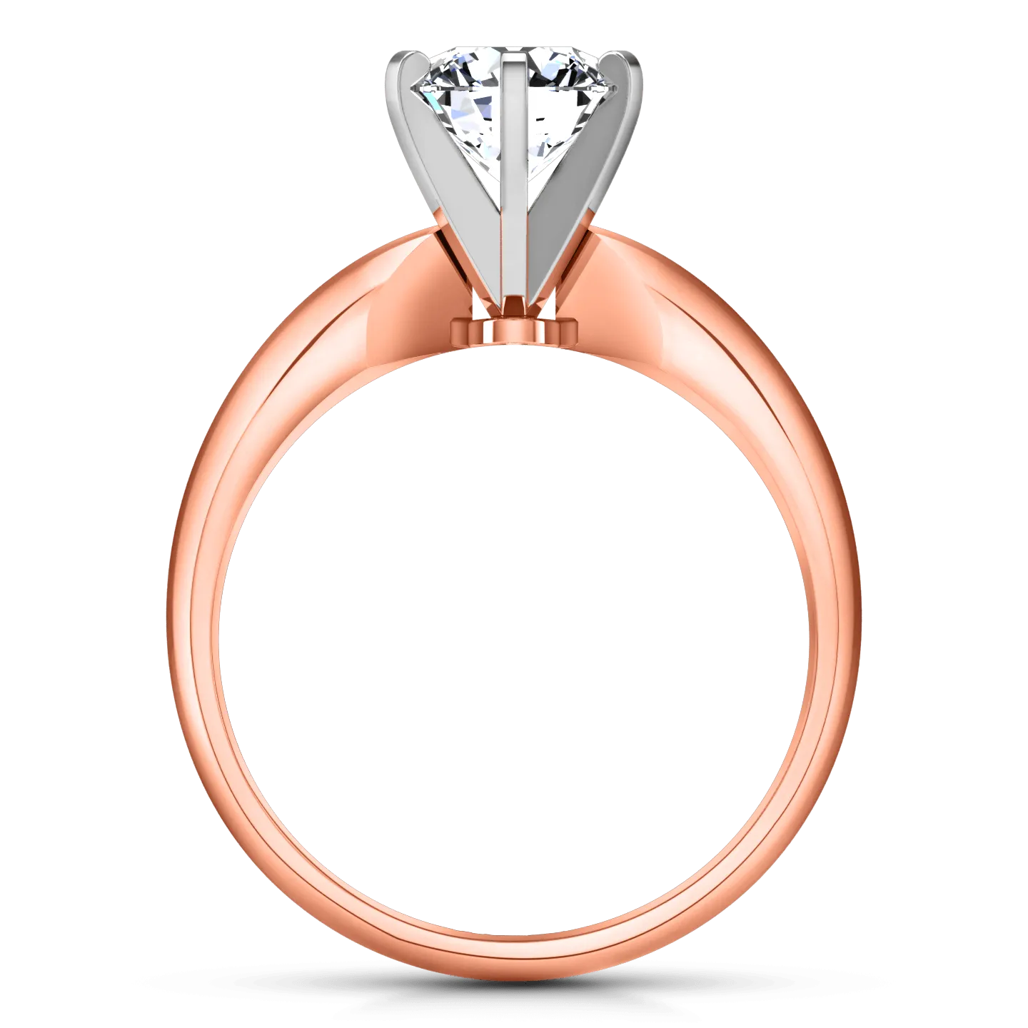 Solitaire Diamond Engagement Ring Wide Classic 6 Prong 14K Rose Gold