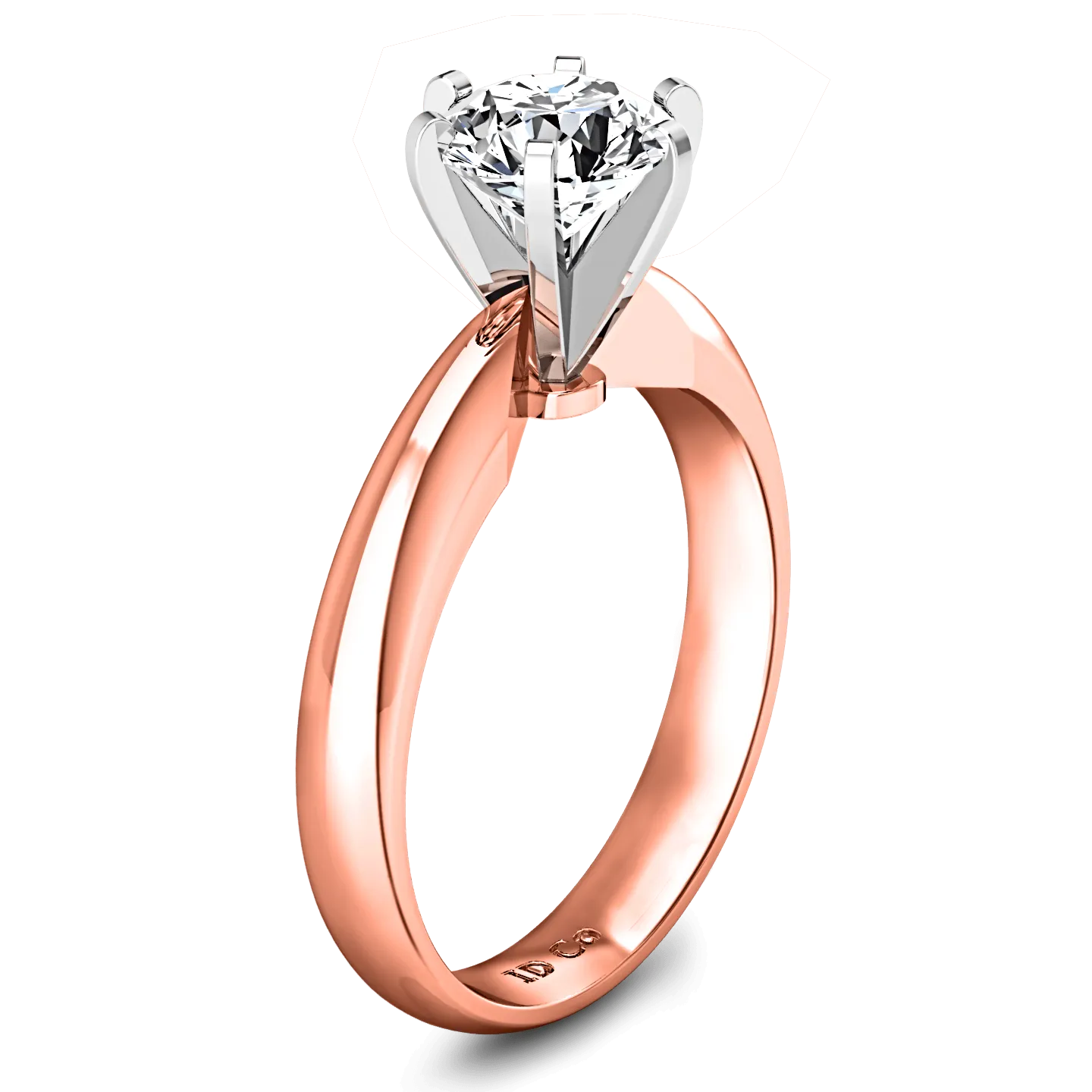 Solitaire Diamond Engagement Ring Wide Classic 6 Prong 14K Rose Gold