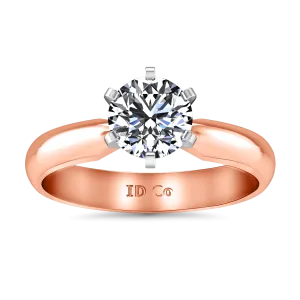 Solitaire Diamond Engagement Ring Wide Classic 6 Prong 14K Rose Gold