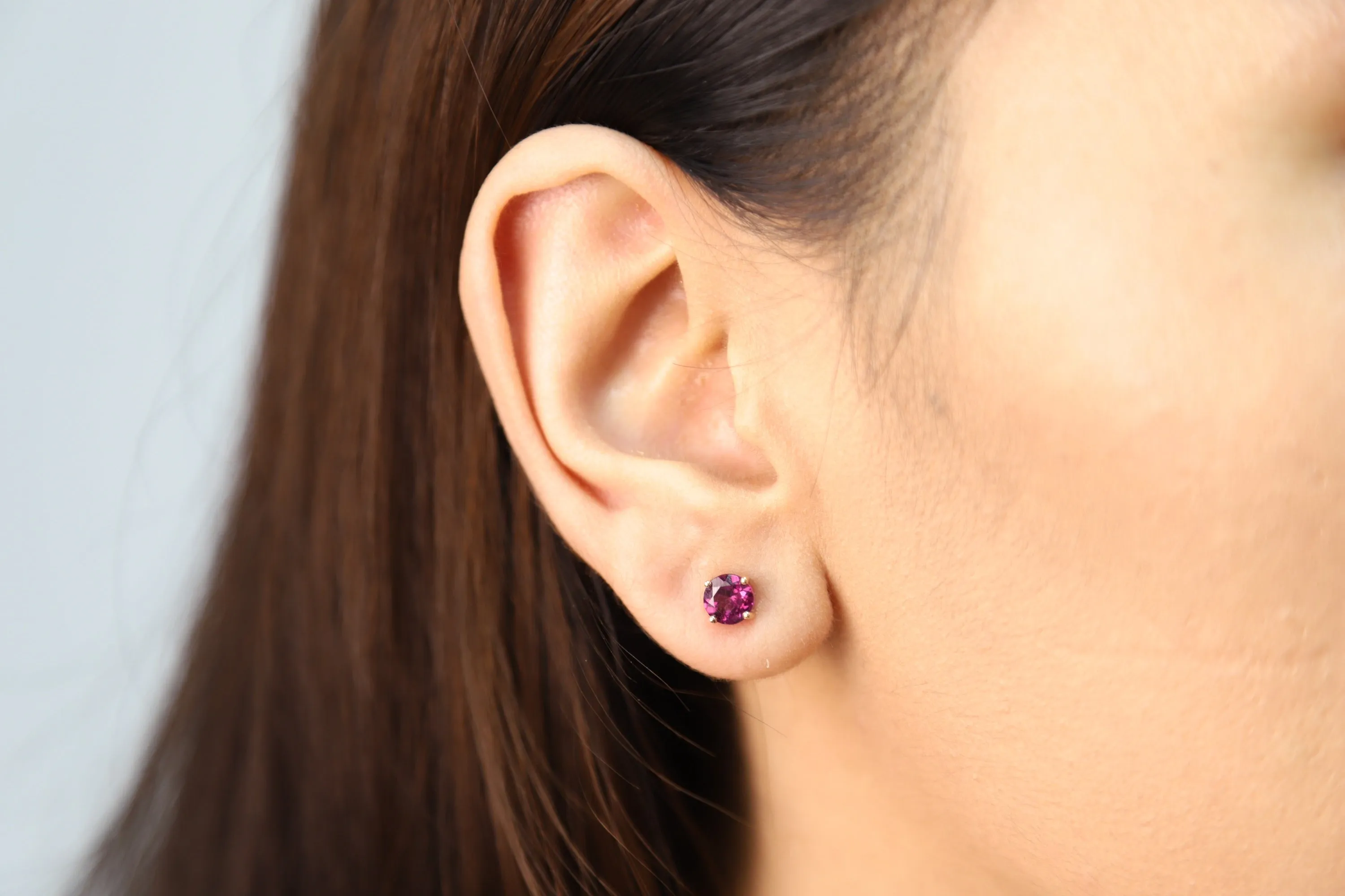 Sophie 10K Rose Gold Round-Shape Pink Garnet Earring