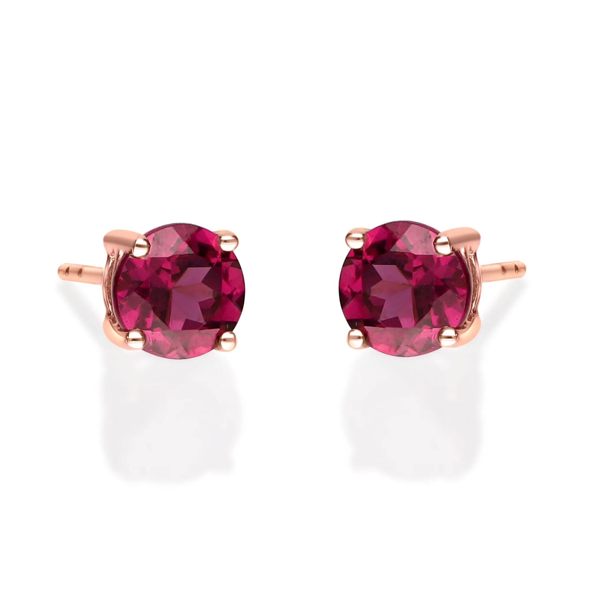 Sophie 10K Rose Gold Round-Shape Pink Garnet Earring