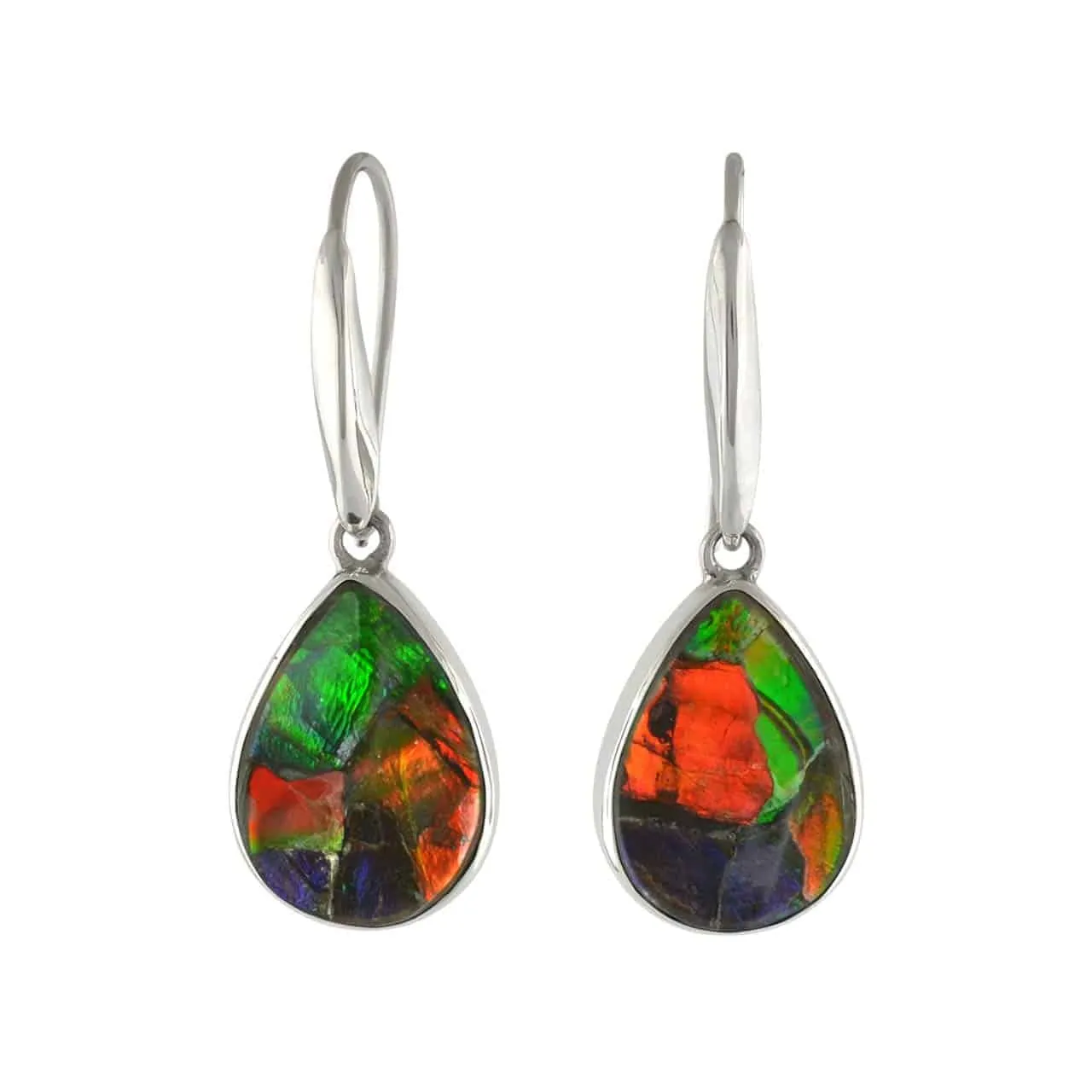 Starborn Ammolite Pear Earrings in Sterling Silver