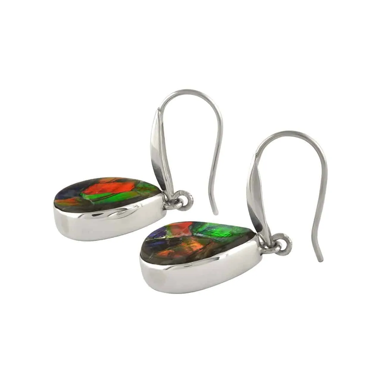 Starborn Ammolite Pear Earrings in Sterling Silver