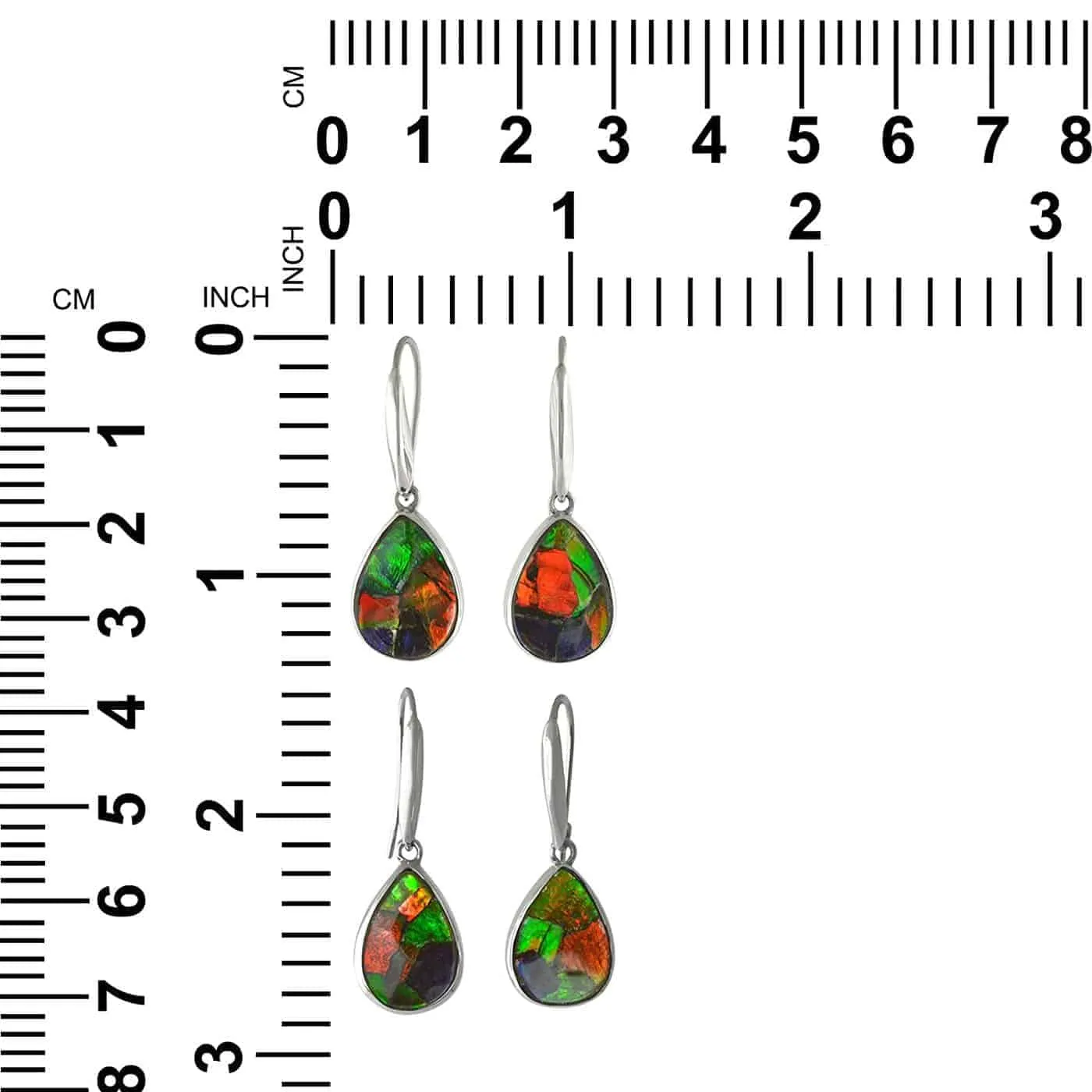 Starborn Ammolite Pear Earrings in Sterling Silver