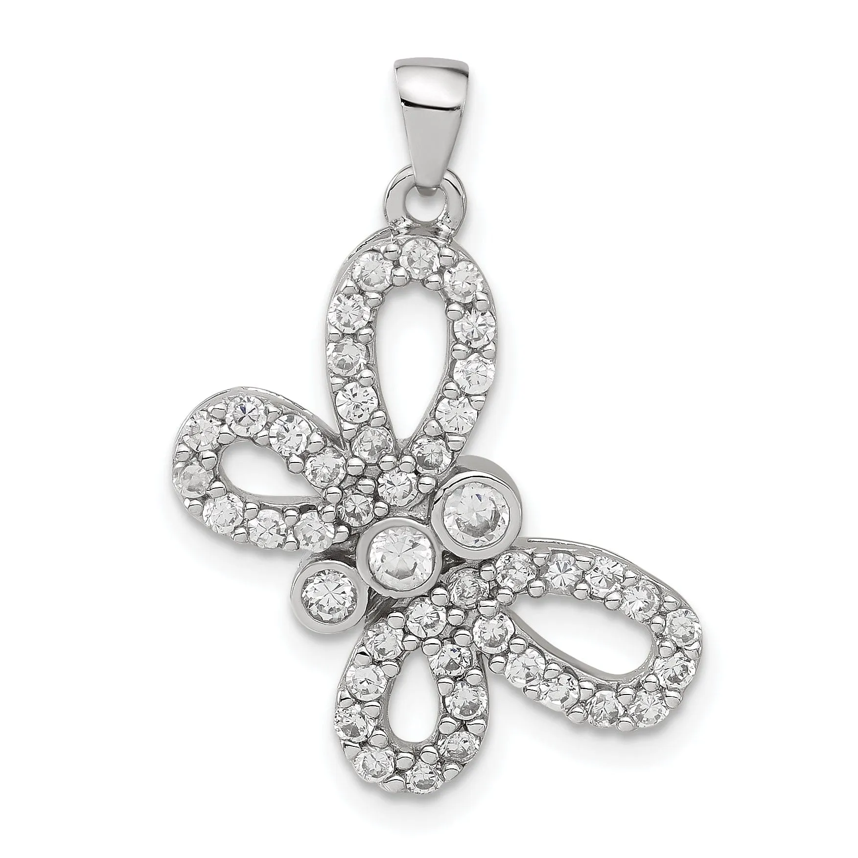 Sterling Silver Cubic Zirconia Butterfly Charm