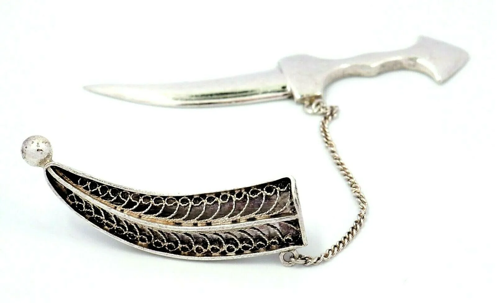 Sterling Silver Dagger & Sheath Brooch