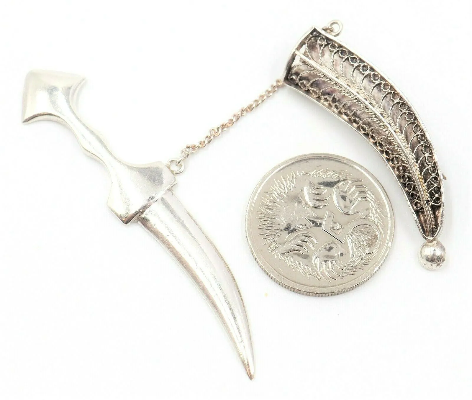 Sterling Silver Dagger & Sheath Brooch